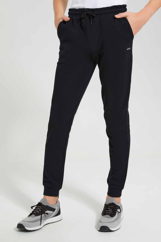 Redtag-Black-Pique-Active-Pant-BSR-Joggers,-Category:Joggers,-Colour:Black,-Deals:New-In,-Filter:Senior-Boys-(9-to-14-Yrs),-New-In-BSR-APL,-Non-Sale,-Section:Boys-(0-to-14Yrs),-VLM,-W22O-Senior-Boys-9 to 14 Years