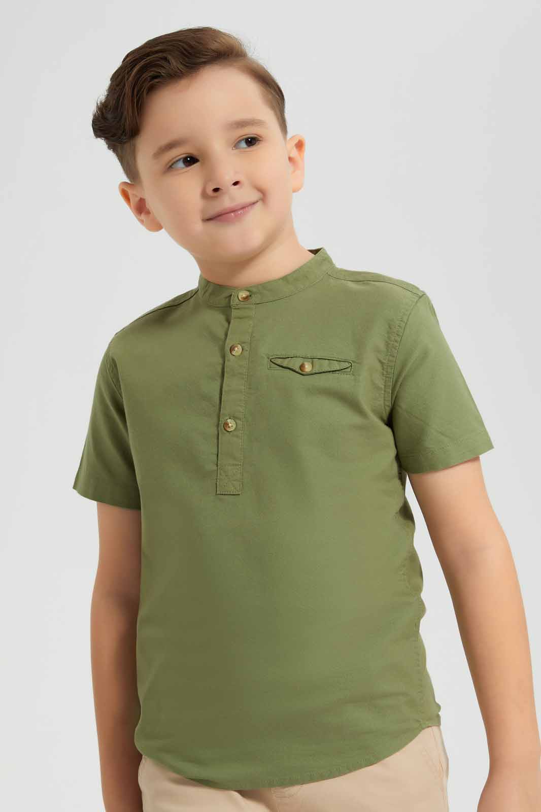 Redtag-Mint-Oxford-Henley-Collar-SS-Shirt-BOY-Shirts,-Category:Shirts,-Colour:Mint,-Deals:New-In,-Filter:Boys-(2-to-8-Yrs),-New-In-BOY-APL,-Non-Sale,-Section:Boys-(0-to-14Yrs),-VLM,-W22O-Boys-2 to 8 Years