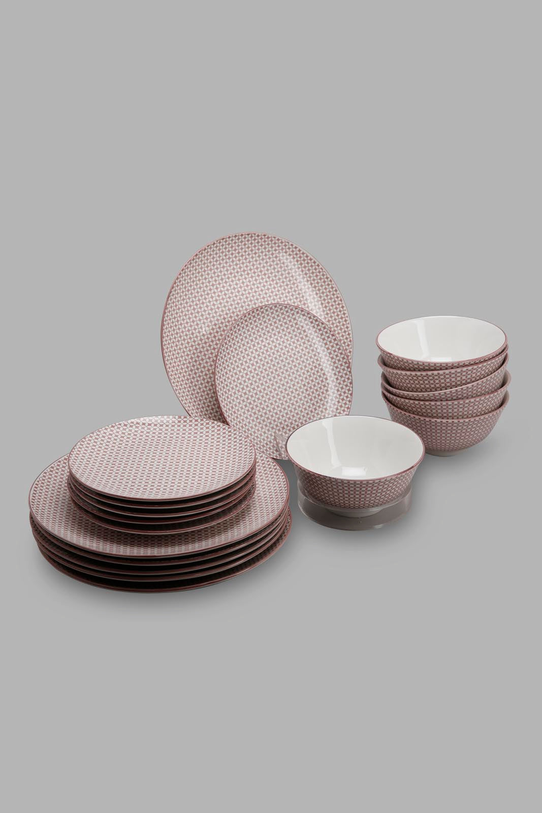 Redtag-Red-Geometric-Pad-Printing-Dinner-Set-(18Piece)-Category:Dinner-Sets,-Colour:Red,-Deals:New-In,-Filter:Home-Dining,-HMW-DIN-Crockery,-New-In-HMW-DIN,-Non-Sale,-Section:Homewares,-W22O-Home-Dining-