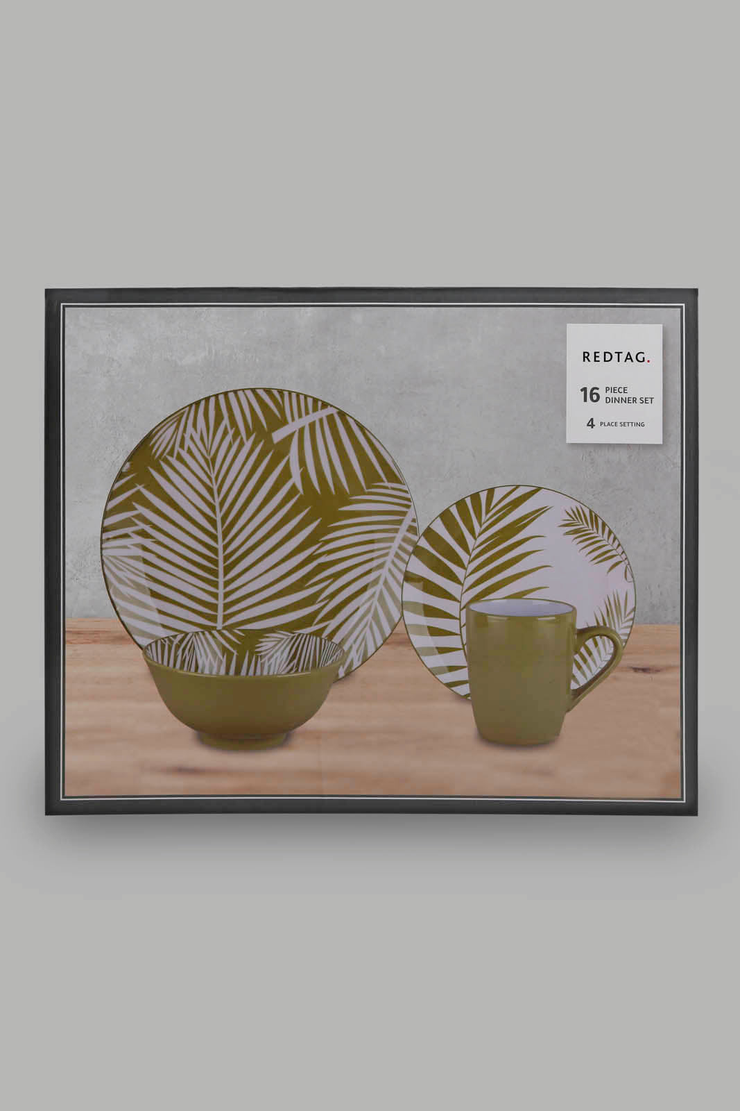 Redtag-Green-Leaf-Dinner-Set-(16Piece)-Category:Dinner-Sets,-Colour:Green,-Deals:New-In,-Filter:Home-Dining,-HMW-DIN-Crockery,-New-In-HMW-DIN,-Non-Sale,-Section:Homewares,-W22O-Home-Dining-