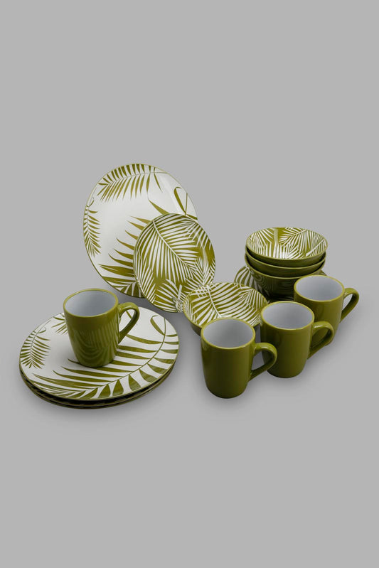 Redtag-Green-Leaf-Dinner-Set-(16Piece)-Category:Dinner-Sets,-Colour:Green,-Deals:New-In,-Filter:Home-Dining,-HMW-DIN-Crockery,-New-In-HMW-DIN,-Non-Sale,-Section:Homewares,-W22O-Home-Dining-