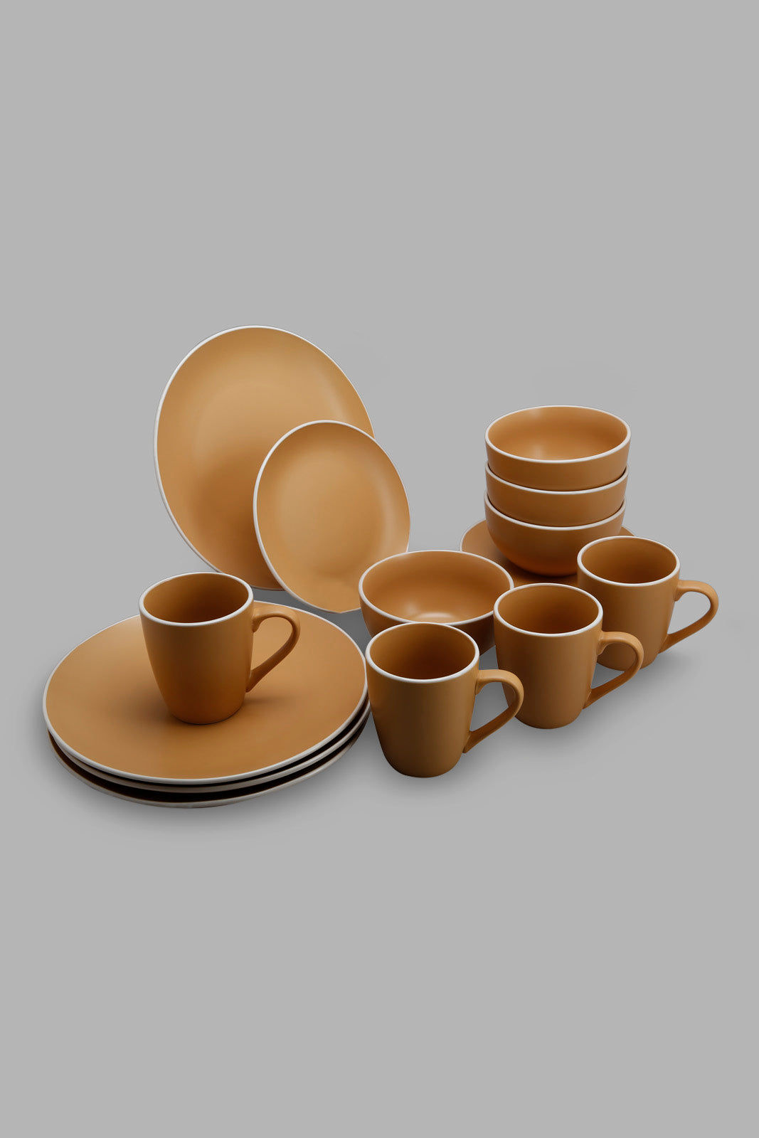 Redtag-Mustard-Glazed-Dinner-Set-(16Piece)-Category:Dinner-Sets,-Colour:Mustard,-Deals:New-In,-Filter:Home-Dining,-HMW-DIN-Crockery,-New-In-HMW-DIN,-Non-Sale,-Section:Homewares,-W22O-Home-Dining-