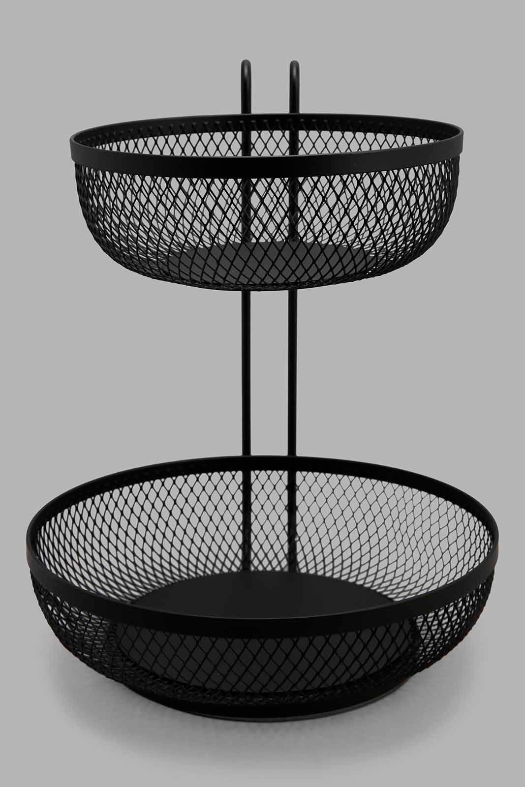Redtag-Black-Round-2-Tier-Fruit-Basket-Category:2-Tier-Stand,-Colour:Black,-Deals:New-In,-Filter:Home-Dining,-HMW-DIN-Kitchen-Accessories,-N/A,-New-In-HMW-DIN,-Non-Sale,-Section:Homewares,-W22A-Home-Dining-