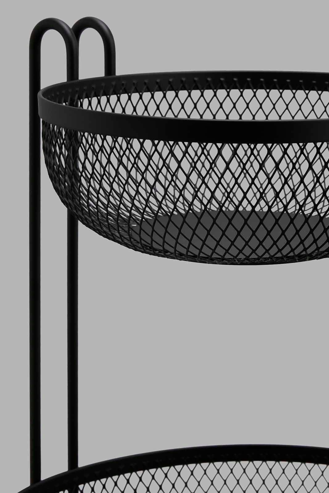 Redtag-Black-Round-2-Tier-Fruit-Basket-Category:2-Tier-Stand,-Colour:Black,-Deals:New-In,-Filter:Home-Dining,-HMW-DIN-Kitchen-Accessories,-N/A,-New-In-HMW-DIN,-Non-Sale,-Section:Homewares,-W22A-Home-Dining-