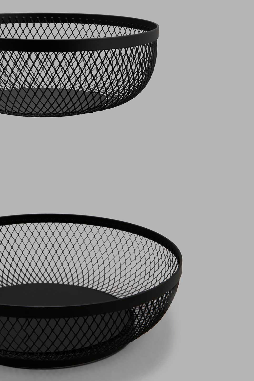 Redtag-Black-Round-2-Tier-Fruit-Basket-Category:2-Tier-Stand,-Colour:Black,-Deals:New-In,-Filter:Home-Dining,-HMW-DIN-Kitchen-Accessories,-N/A,-New-In-HMW-DIN,-Non-Sale,-Section:Homewares,-W22A-Home-Dining-