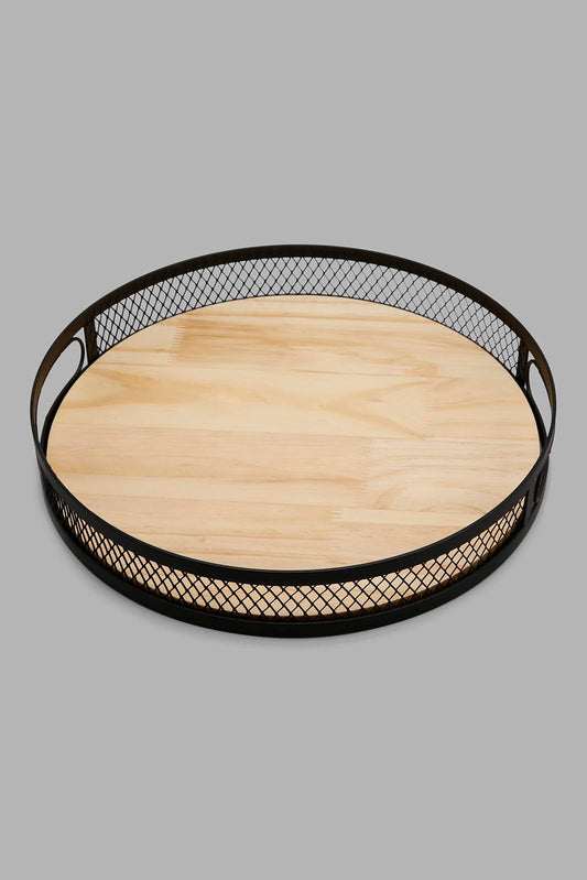 Redtag-Black-Round-Tray-Category:Kitchen-Baskets,-Colour:Black,-Deals:New-In,-Filter:Home-Dining,-HMW-DIN-Kitchen-Accessories,-N/A,-New-In-HMW-DIN,-Non-Sale,-Section:Homewares,-W22A-Home-Dining-