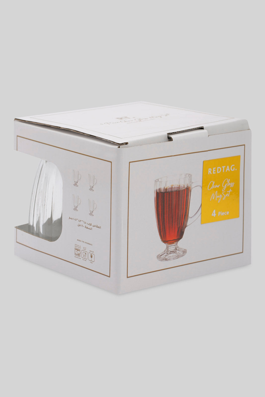 Redtag-Clear-Glass-Mug-(4-Piece)-Category:Glasses,-Colour:,-Deals:New-In,-Filter:Home-Dining,-HMW-DIN-Drinkware,-New-In-HMW-DIN,-Non-Sale,-Section:Homewares,-W22B-Home-Dining-