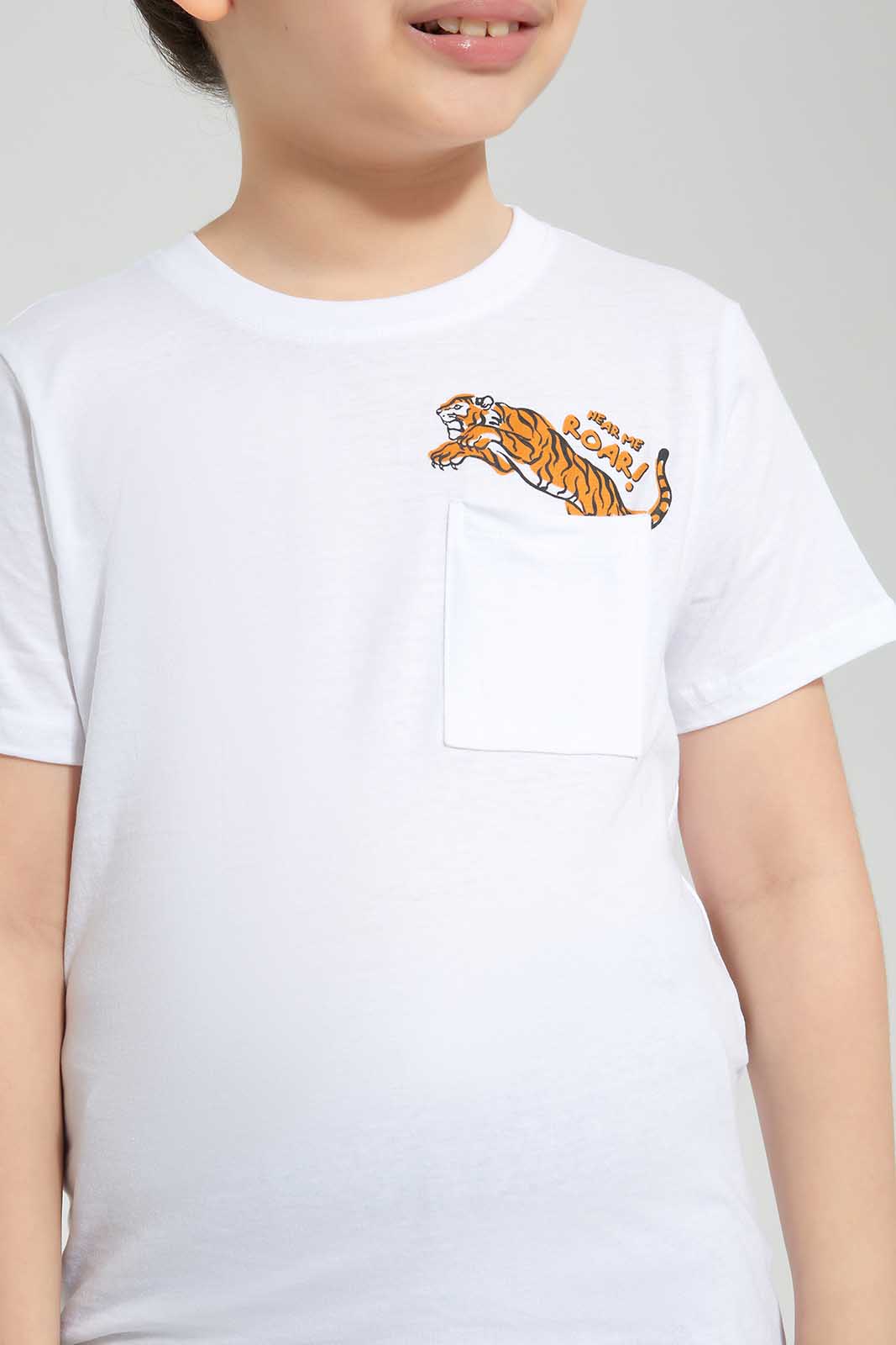 Redtag-White-Tiger-Print-Pocket-SS-T-Shirt-BOY-T-Shirts,-Category:T-Shirts,-Colour:White,-Deals:New-In,-Filter:Boys-(2-to-8-Yrs),-New-In-BOY,-Non-Sale,-Section:Boys-(0-to-14Yrs),-TBL,-W22O-Boys-2 to 8 Years