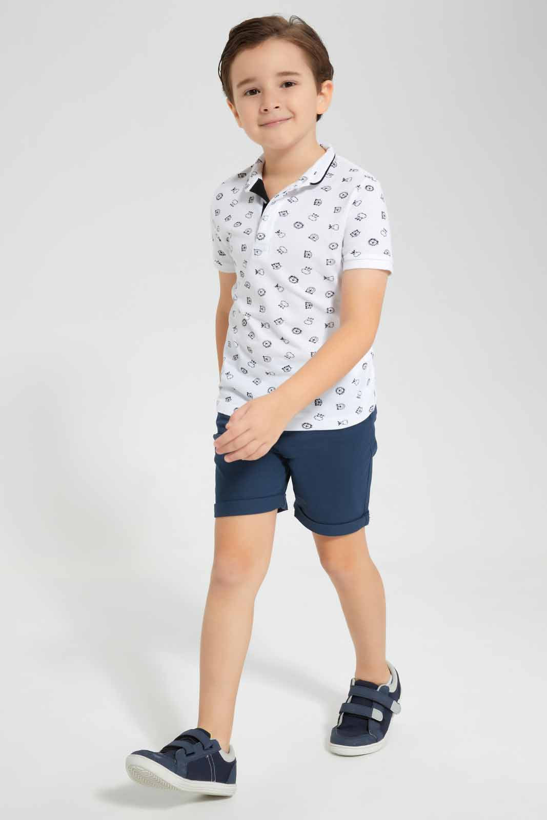 Redtag-White-Jungle-Squad-Printed-Stand-up-Collar-Polo-T-Shirt-BOY-Polo-T-Shirts,-Category:Polo-T-Shirts,-Colour:White,-Deals:New-In,-Filter:Boys-(2-to-8-Yrs),-New-In-BOY-APL,-Non-Sale,-Section:Boys-(0-to-14Yrs),-TBL,-W22O-Boys-2 to 8 Years