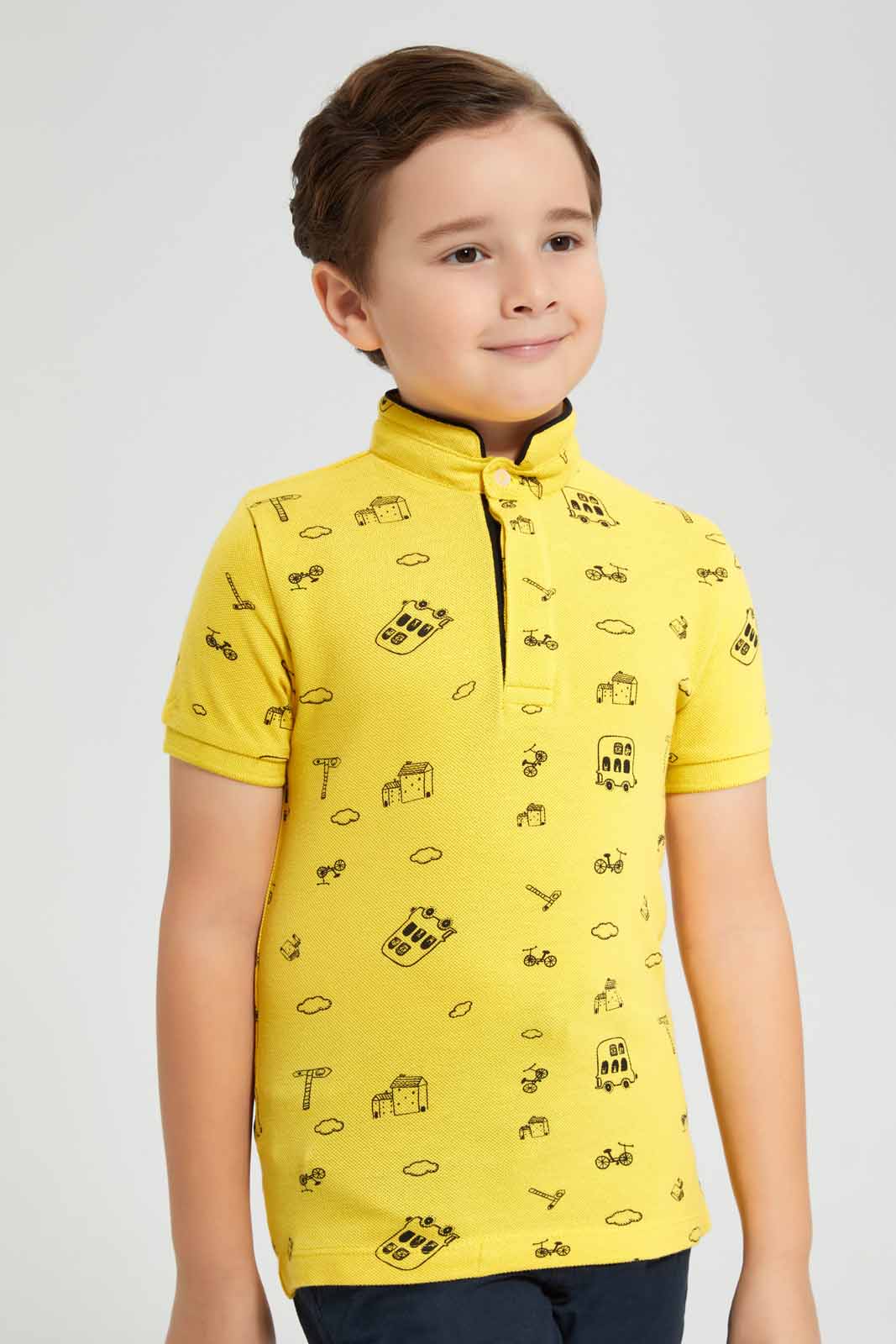 Redtag-Yellow-Printed-Stand-up-Collar-Polo-T-Shirt-BOY-Polo-T-Shirts,-Category:Polo-T-Shirts,-Colour:Yellow,-Deals:New-In,-Filter:Boys-(2-to-8-Yrs),-New-In-BOY-APL,-Non-Sale,-Section:Boys-(0-to-14Yrs),-TBL,-W22O-Boys-2 to 8 Years