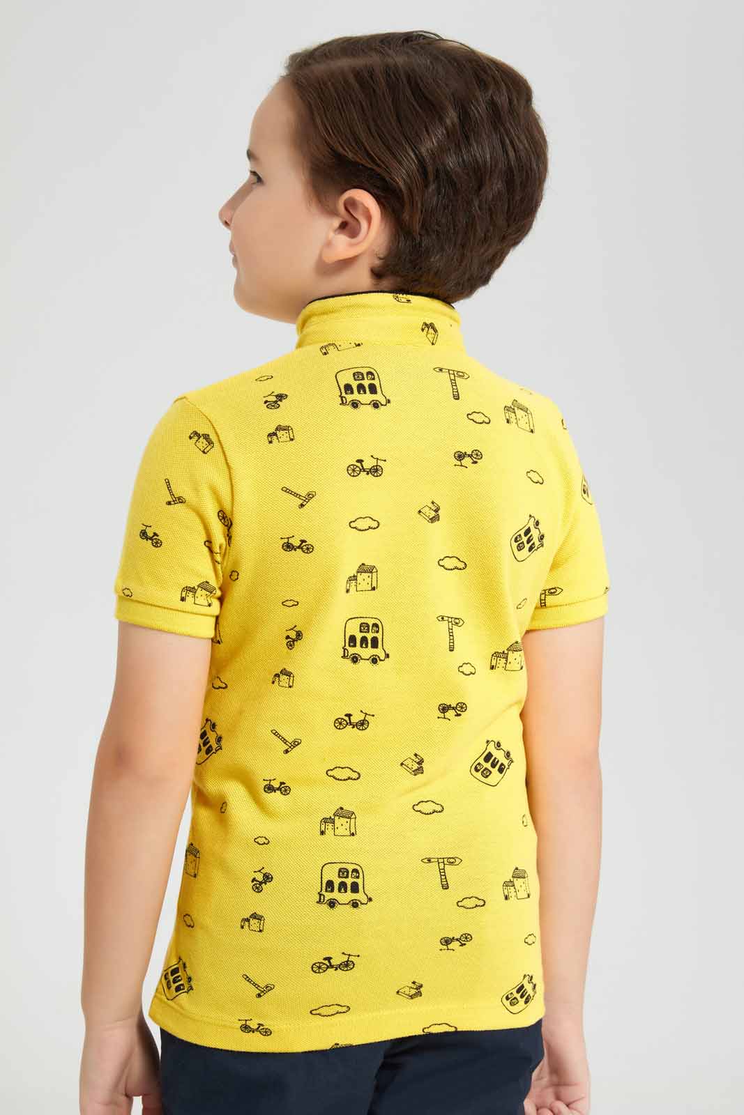 Redtag-Yellow-Printed-Stand-up-Collar-Polo-T-Shirt-BOY-Polo-T-Shirts,-Category:Polo-T-Shirts,-Colour:Yellow,-Deals:New-In,-Filter:Boys-(2-to-8-Yrs),-New-In-BOY-APL,-Non-Sale,-Section:Boys-(0-to-14Yrs),-TBL,-W22O-Boys-2 to 8 Years