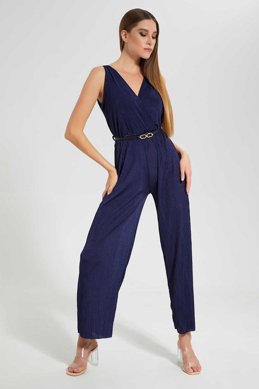 Redtag-Navy-Blue-Sleeveless-Jumpsuit-Category:Dresses,-Colour:Navy,-Deals:New-In,-Filter:Women's-Clothing,-LEC,-LEC-Dresses,-New-In-LEC,-Non-Sale,-Section:Women,-W22O-Women's-