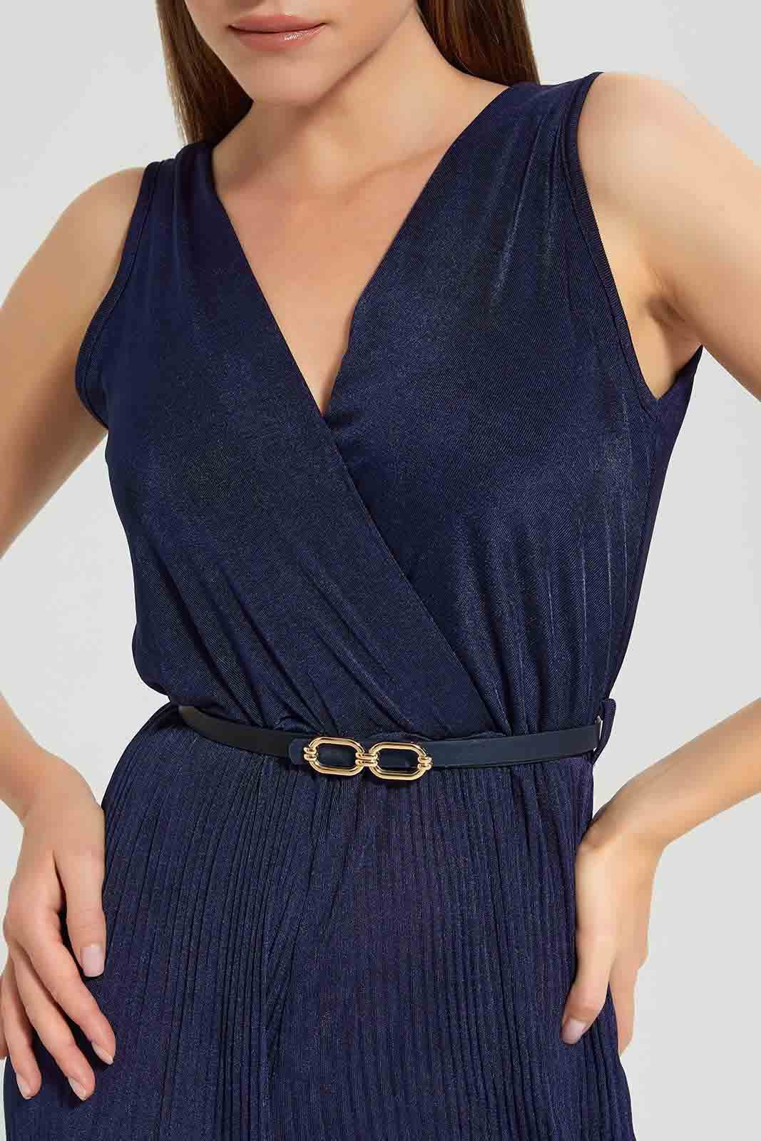 Redtag-Navy-Blue-Sleeveless-Jumpsuit-Category:Dresses,-Colour:Navy,-Deals:New-In,-Filter:Women's-Clothing,-LEC,-LEC-Dresses,-New-In-LEC,-Non-Sale,-Section:Women,-W22O-Women's-