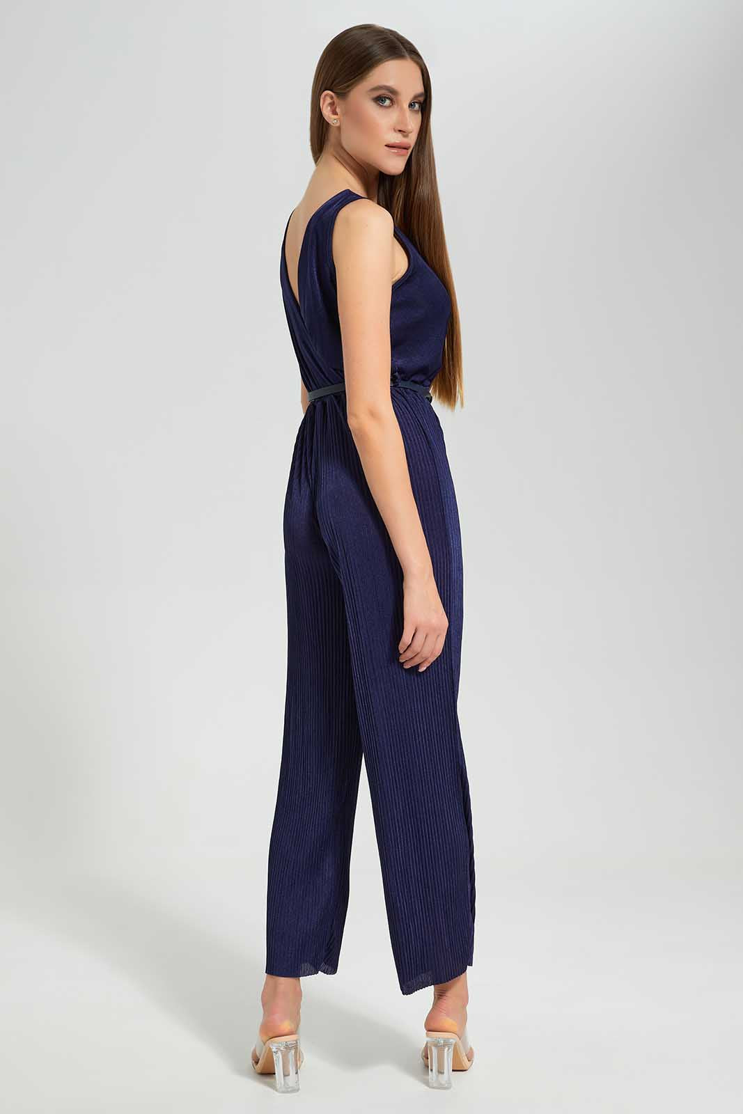 Redtag-Navy-Blue-Sleeveless-Jumpsuit-Category:Dresses,-Colour:Navy,-Deals:New-In,-Filter:Women's-Clothing,-LEC,-LEC-Dresses,-New-In-LEC,-Non-Sale,-Section:Women,-W22O-Women's-