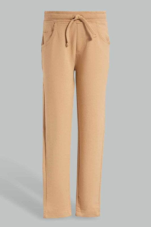 Redtag-Beige-5-Pocket-Stretch-Terry-Pants-BOY-Joggers,-Category:Joggers,-Colour:Beige,-Deals:New-In,-Filter:Boys-(2-to-8-Yrs),-New-In-BOY-APL,-Non-Sale,-Section:Boys-(0-to-14Yrs),-W22O-Boys-2 to 8 Years