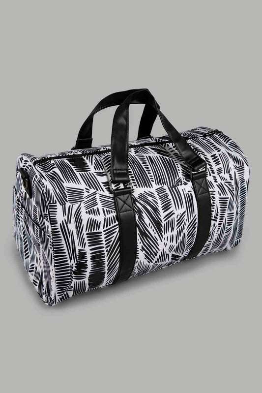 Redtag-Brown-Black-Prints-Duffel-Category:Bags,-Colour:Brown,-Filter:Travel-Accessories,-LUG-Bags,-New-In,-New-In-LUG-ACC,-Non-Sale,-Section:Travel,-W22A-Travel-Accessories-