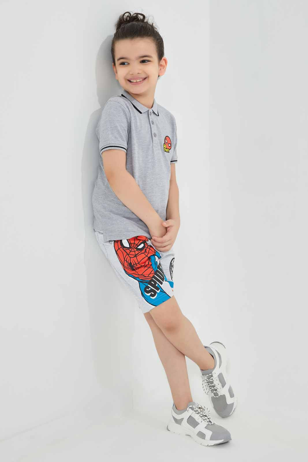 Redtag-Grey-Spiderman-Polo-T-Shirt-BOY-Polo-T-Shirts,-Category:Polo-T-Shirts,-CHR,-Colour:Grey,-Deals:New-In,-Filter:Boys-(2-to-8-Yrs),-New-In-BOY-APL,-Non-Sale,-Section:Boys-(0-to-14Yrs),-TBL,-W22O-Boys-2 to 8 Years