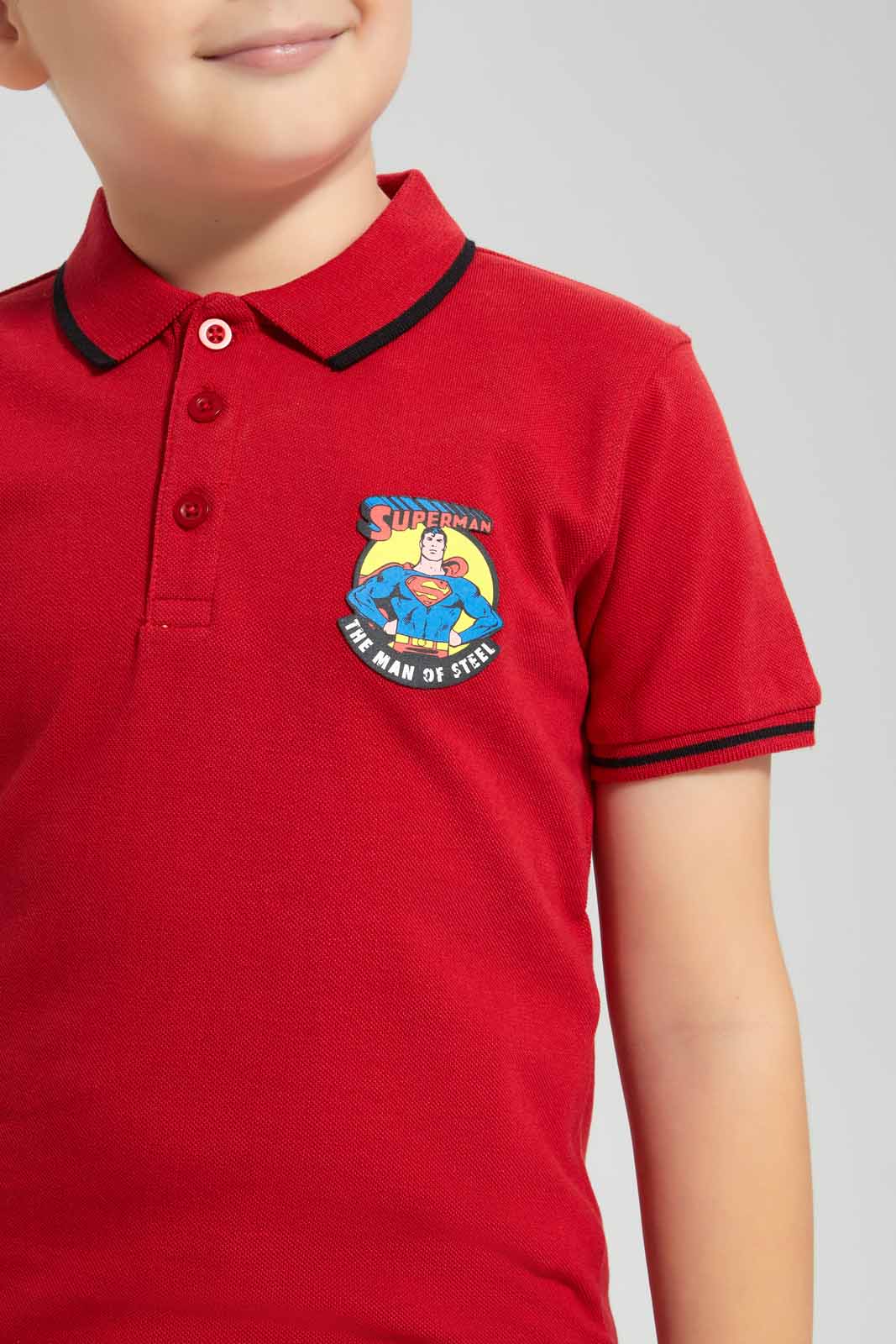 Redtag-Red-Superman-Polo-T-Shirt-BOY-Polo-T-Shirts,-Category:Polo-T-Shirts,-CHR,-Colour:Red,-Deals:New-In,-Filter:Boys-(2-to-8-Yrs),-New-In-BOY-APL,-Non-Sale,-Section:Boys-(0-to-14Yrs),-TBL,-W22O-Boys-2 to 8 Years