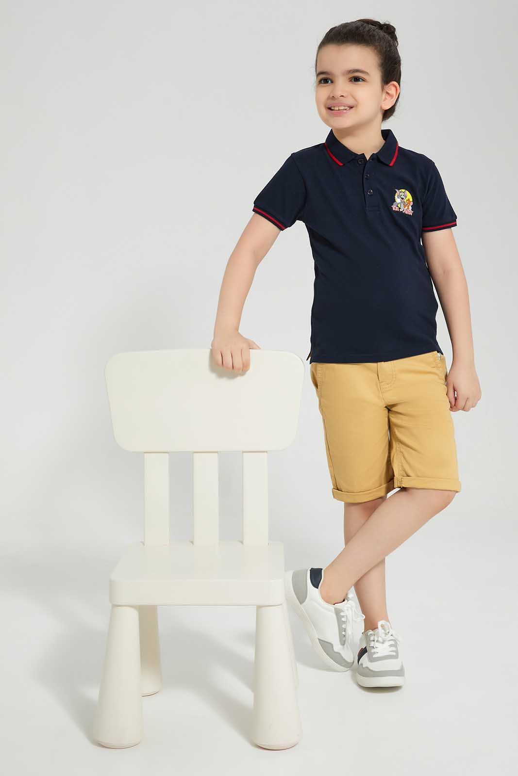 Redtag-Navy-Tom-And-Jerry-Polo-T-Shirt-BOY-Polo-T-Shirts,-Category:Polo-T-Shirts,-CHR,-Colour:Navy,-Deals:New-In,-Filter:Boys-(2-to-8-Yrs),-New-In-BOY-APL,-Non-Sale,-Section:Boys-(0-to-14Yrs),-TBL,-W22O-Boys-2 to 8 Years