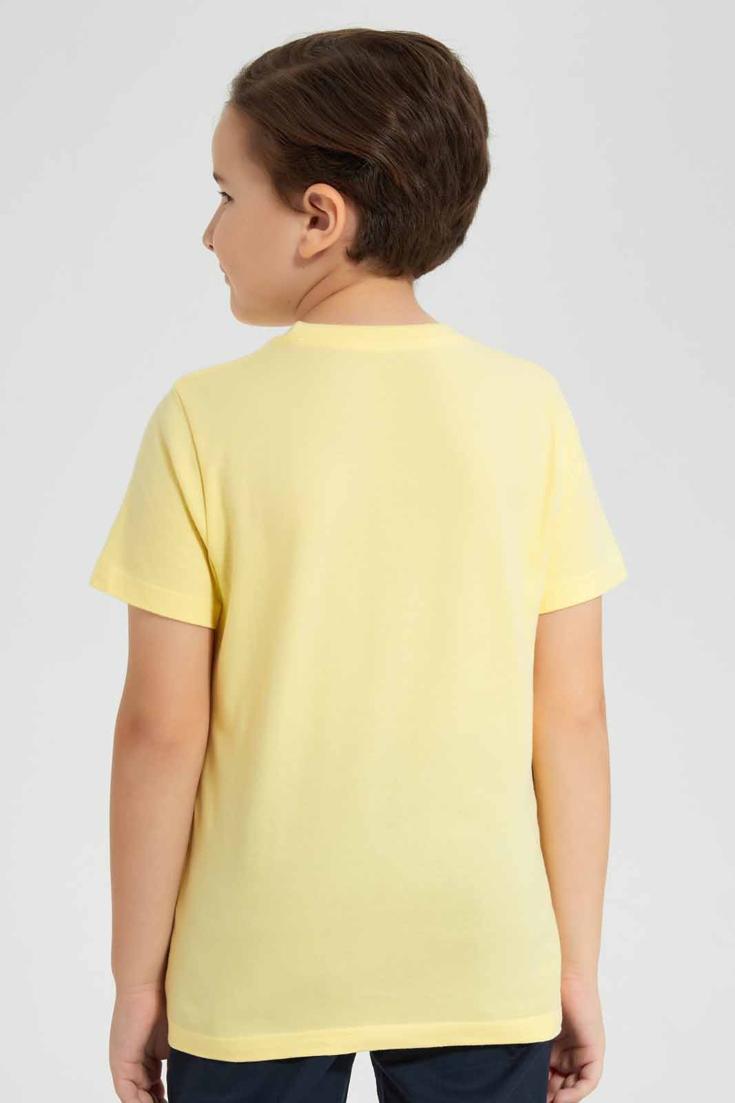 Redtag-Yellow-Gamer-Chest-Print-SS-T-Shirt-BOY-T-Shirts,-Category:T-Shirts,-Colour:Yellow,-Deals:New-In,-Filter:Boys-(2-to-8-Yrs),-New-In-BOY-APL,-Non-Sale,-Section:Boys-(0-to-14Yrs),-TBL,-W22O-Boys-2 to 8 Years