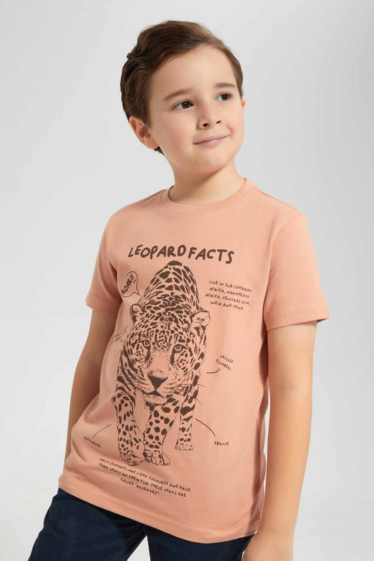 Redtag-Brown-Leopard-Chest-Print-SS-T-Shirt-BOY-T-Shirts,-Category:T-Shirts,-Colour:Brown,-Deals:New-In,-Filter:Boys-(2-to-8-Yrs),-New-In-BOY-APL,-Non-Sale,-Section:Boys-(0-to-14Yrs),-TBL,-W22O-Boys-2 to 8 Years