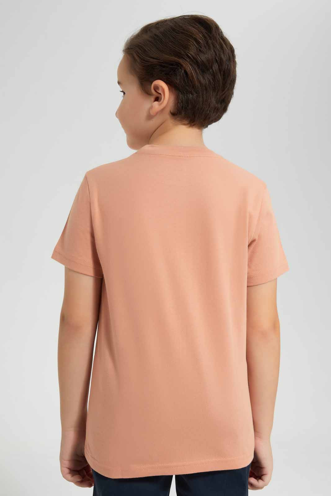 Redtag-Brown-Leopard-Chest-Print-SS-T-Shirt-BOY-T-Shirts,-Category:T-Shirts,-Colour:Brown,-Deals:New-In,-Filter:Boys-(2-to-8-Yrs),-New-In-BOY-APL,-Non-Sale,-Section:Boys-(0-to-14Yrs),-TBL,-W22O-Boys-2 to 8 Years