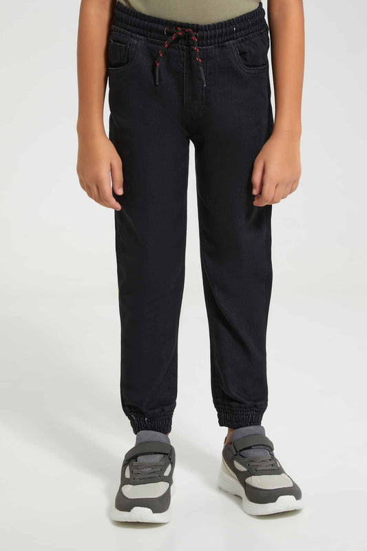 Redtag-Black-Elasticated-Waist-Jogger-Jean-BOY-Jeans,-Category:Jeans,-Colour:Black,-Deals:New-In,-Filter:Boys-(2-to-8-Yrs),-FIT-WALL-(FTW),-New-In-BOY-APL,-Non-Sale,-Section:Boys-(0-to-14Yrs),-W22O-Boys-2 to 8 Years