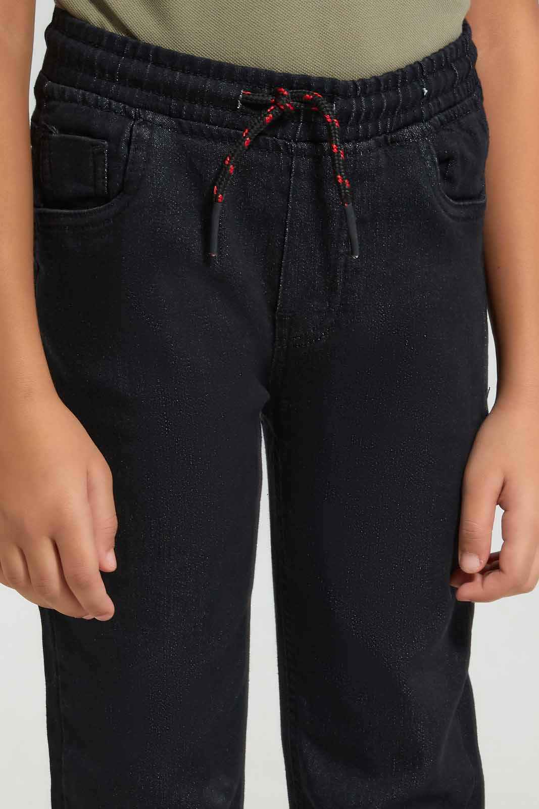 Redtag-Black-Elasticated-Waist-Jogger-Jean-BOY-Jeans,-Category:Jeans,-Colour:Black,-Deals:New-In,-Filter:Boys-(2-to-8-Yrs),-FIT-WALL-(FTW),-New-In-BOY-APL,-Non-Sale,-Section:Boys-(0-to-14Yrs),-W22O-Boys-2 to 8 Years