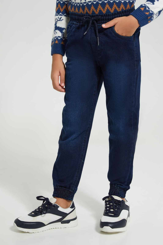 Redtag-Darkwash-Elasticated-Waist-Jogger-Jean-BOY-Jeans,-Category:Jeans,-Colour:Dark-Wash,-Deals:New-In,-Filter:Boys-(2-to-8-Yrs),-FIT-WALL-(FTW),-New-In-BOY-APL,-Non-Sale,-Section:Boys-(0-to-14Yrs),-W22O-Boys-2 to 8 Years