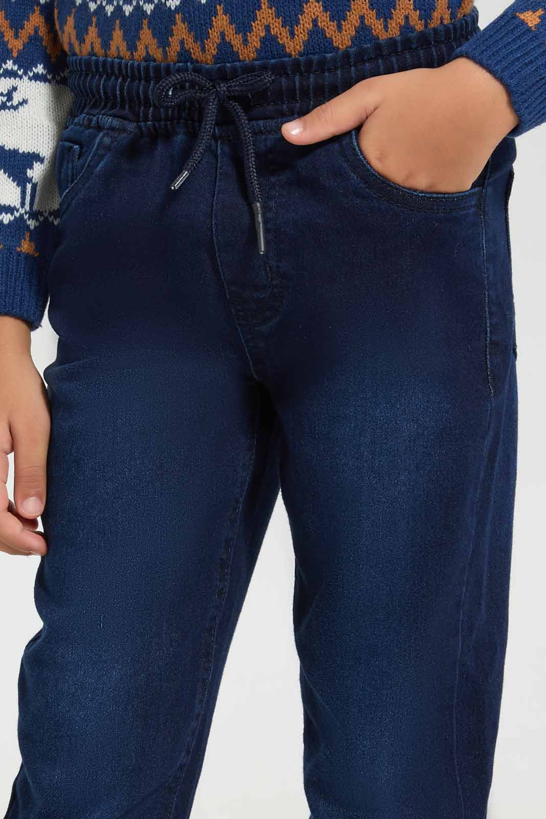 Redtag-Darkwash-Elasticated-Waist-Jogger-Jean-BOY-Jeans,-Category:Jeans,-Colour:Dark-Wash,-Deals:New-In,-Filter:Boys-(2-to-8-Yrs),-FIT-WALL-(FTW),-New-In-BOY-APL,-Non-Sale,-Section:Boys-(0-to-14Yrs),-W22O-Boys-2 to 8 Years