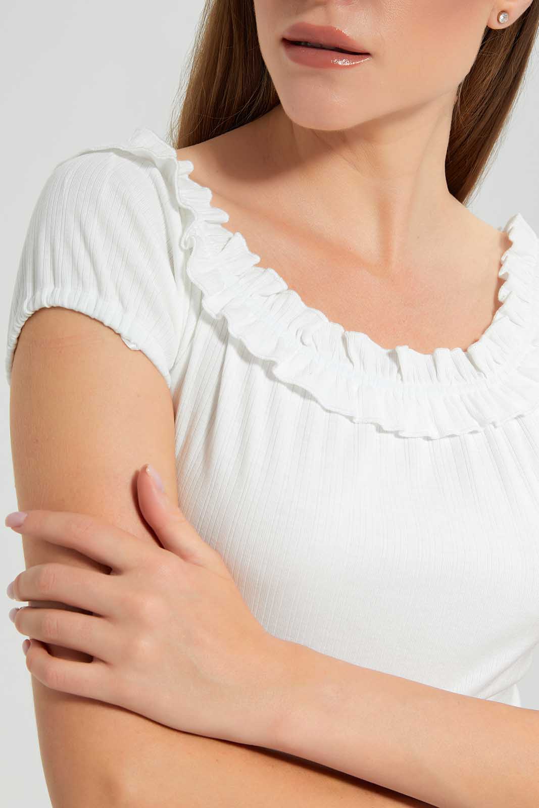 Redtag-White-Off-Shoulder-Crop-Top-Category:Tops,-Colour:White,-Deals:New-In,-Filter:Women's-Clothing,-LEC,-LEC-Tops,-New-In-LEC,-Non-Sale,-Section:Women,-W22O-Women's-