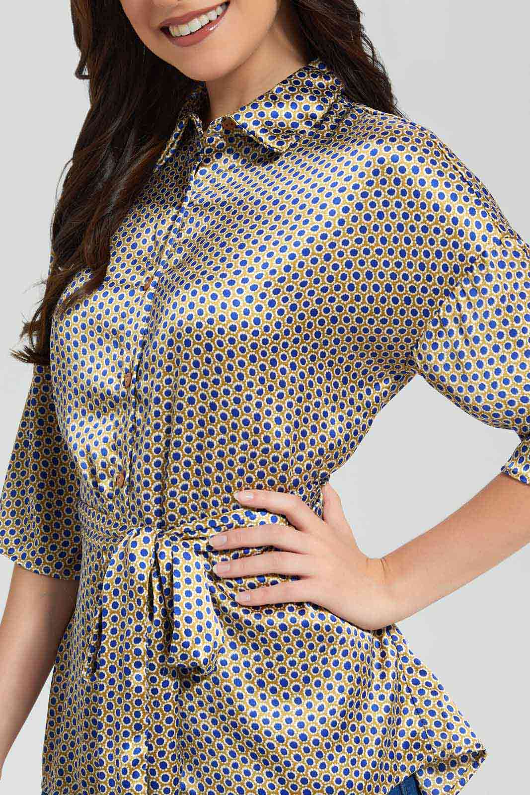 Redtag-Assorted-Geometric-Print-Belted-Collared-Top-Category:Cardigans,-Colour:Assorted,-Deals:New-In,-Filter:Women's-Clothing,-New-In-Women-APL,-Non-Sale,-S22D,-Section:Women,-Women-Cardigans-Women's-