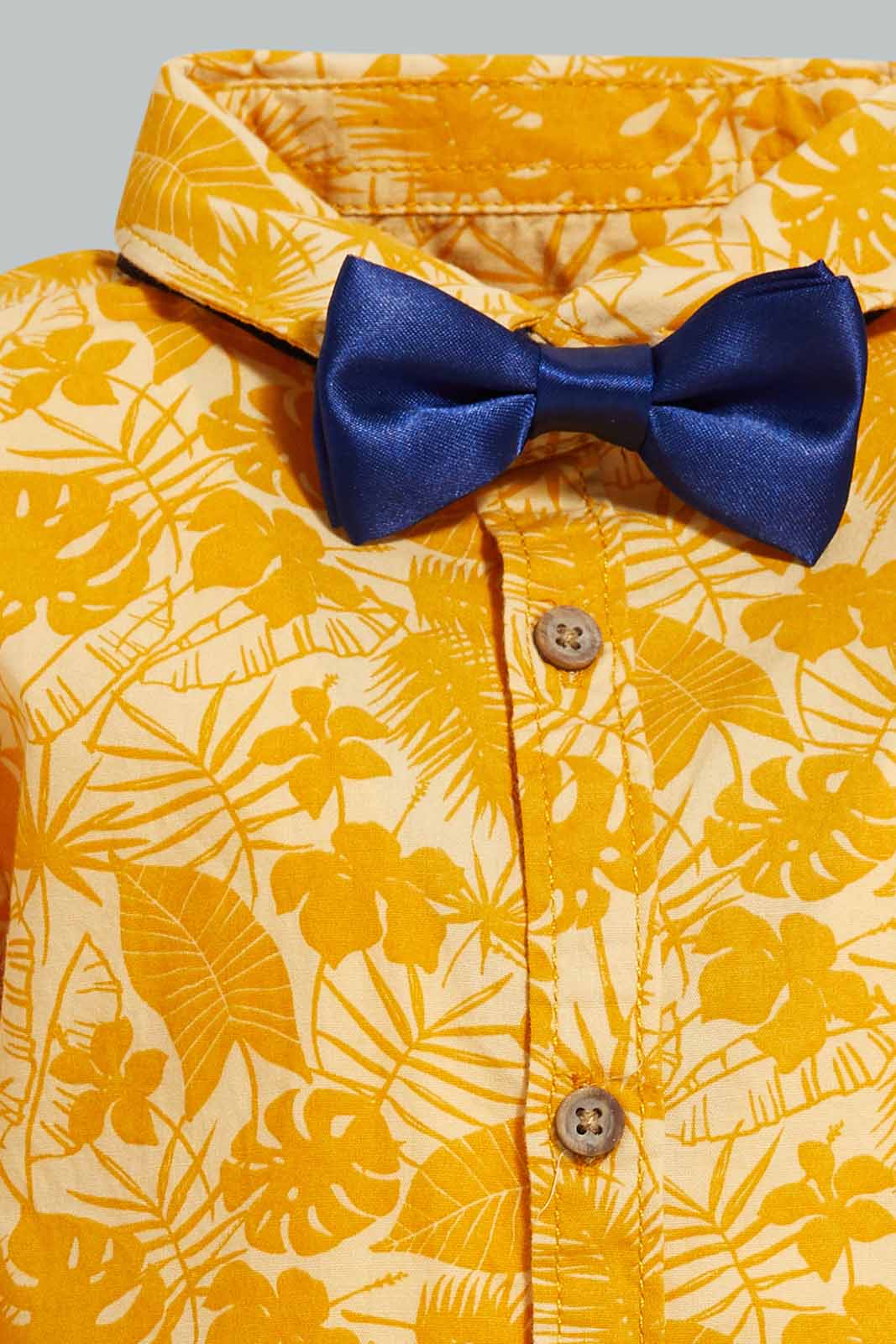 Redtag-Yellow-Printed-Poplin-Manarin-Ls-Shirts-Category:Shirts,-Colour:Yellow,-Deals:New-In,-EID,-Filter:Infant-Boys-(3-to-24-Mths),-INB-Shirts,-New-In-INB-APL,-Non-Sale,-Section:Boys-(0-to-14Yrs),-W22O-Infant-Boys-3 to 24 Months