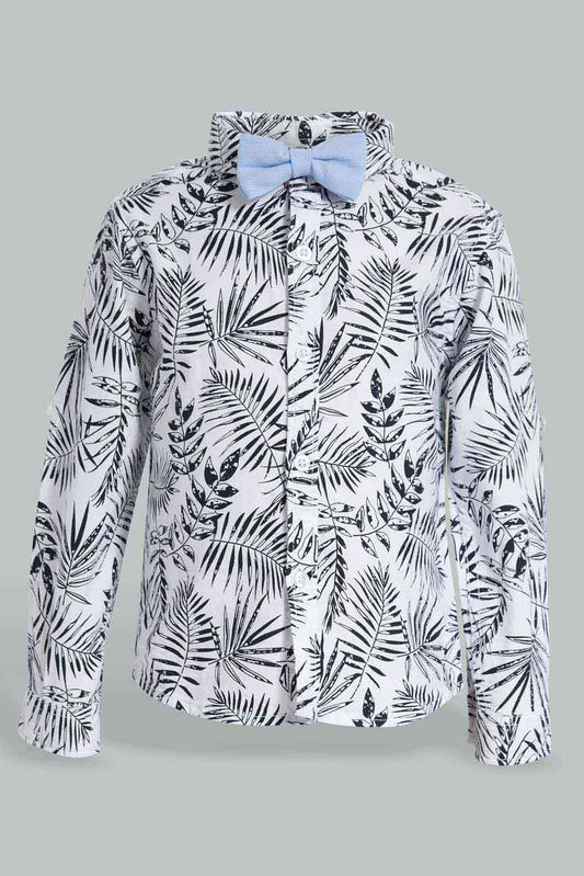 Redtag-Navy-Printed-Poplin-Manarin-Ls-Shirts-Category:Shirts,-Colour:Navy,-Deals:New-In,-EID,-Filter:Infant-Boys-(3-to-24-Mths),-INB-Shirts,-New-In-INB-APL,-Non-Sale,-Section:Boys-(0-to-14Yrs),-W22O-Infant-Boys-3 to 24 Months
