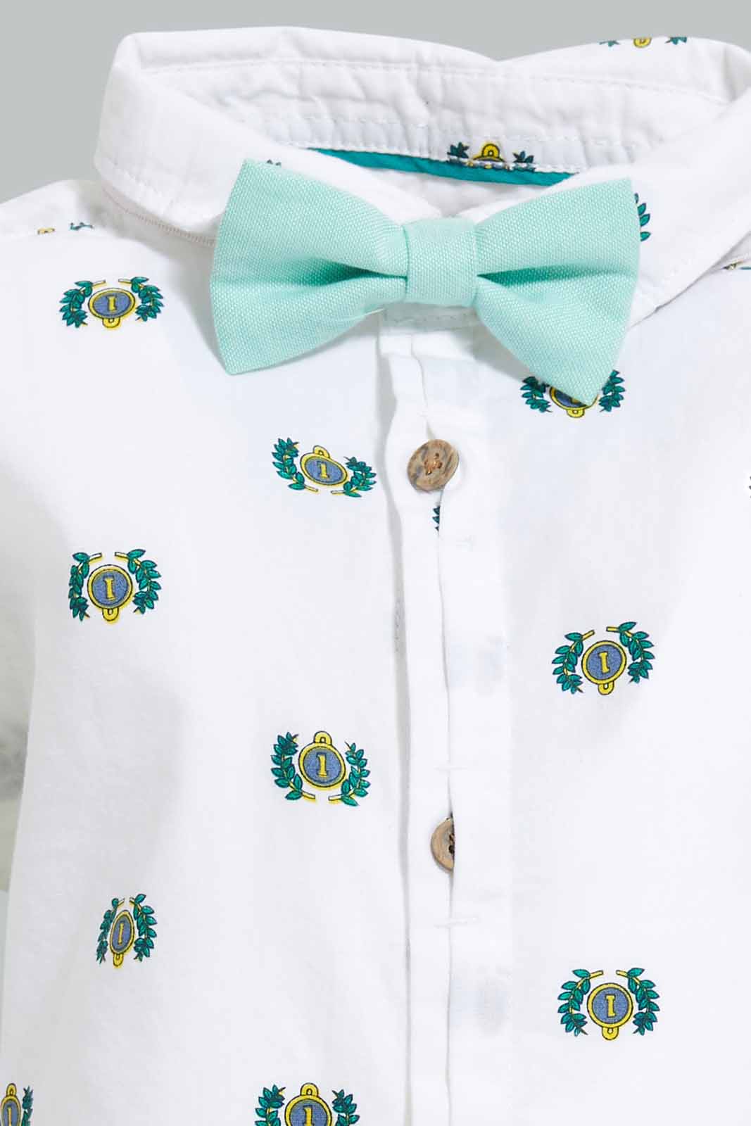 Redtag-White-Printed-Poplin-Ls-Shirts-With-Bow-Category:Shirts,-Colour:White,-Deals:New-In,-EID,-Filter:Infant-Boys-(3-to-24-Mths),-INB-Shirts,-New-In-INB-APL,-Non-Sale,-Section:Boys-(0-to-14Yrs),-W22O-Infant-Boys-3 to 24 Months