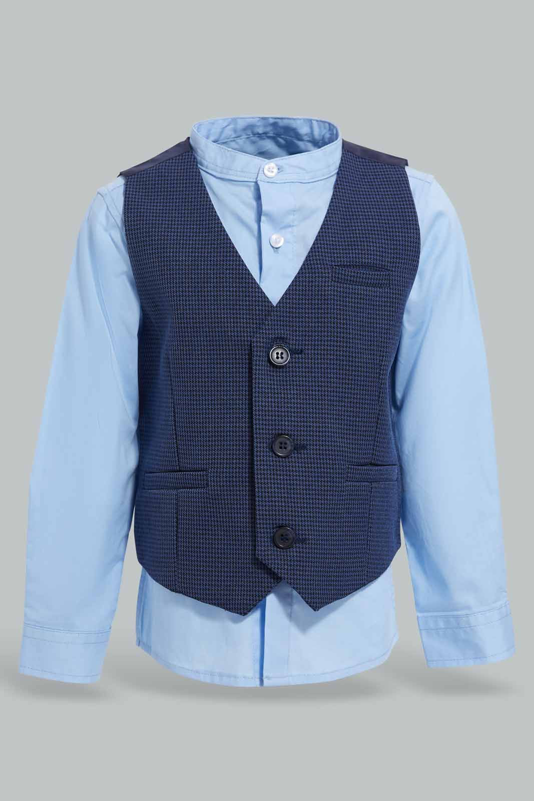 Redtag-Navy-Vestcoat-W/-Sku-Blue-L/S-Shirt-Category:Sets,-Colour:Navy,-Deals:New-In,-EID,-Filter:Infant-Boys-(3-to-24-Mths),-INB-Sets,-New-In-INB-APL,-Non-Sale,-Section:Boys-(0-to-14Yrs),-W22O-Infant-Boys-3 to 24 Months