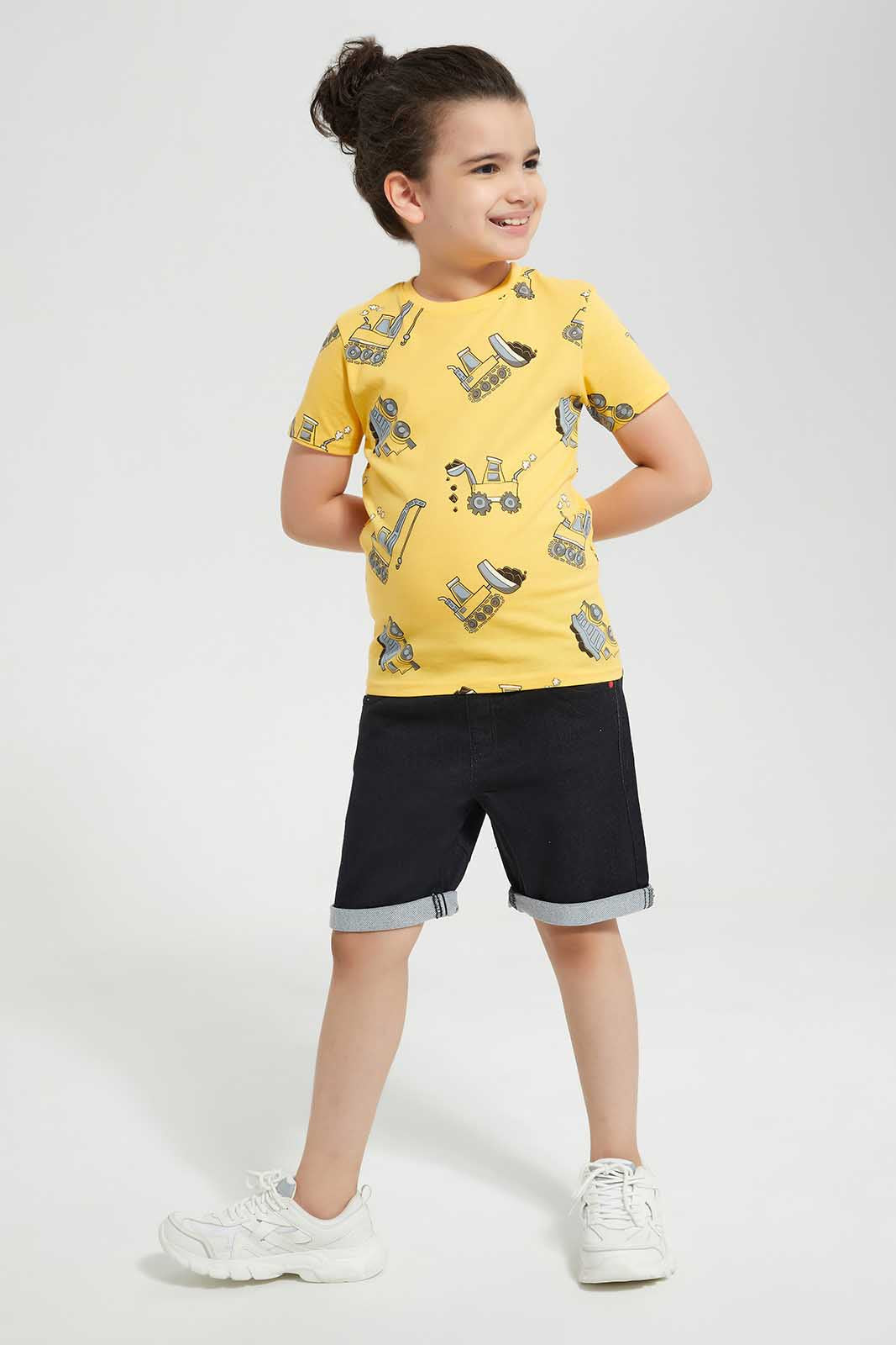 Redtag-Yellow-Digger-Printed-SS-T-Shirt-BOY-T-Shirts,-Category:T-Shirts,-Colour:Yellow,-Deals:New-In,-Filter:Boys-(2-to-8-Yrs),-New-In-BOY-APL,-Non-Sale,-Section:Boys-(0-to-14Yrs),-TBL,-W22O-Boys-2 to 8 Years