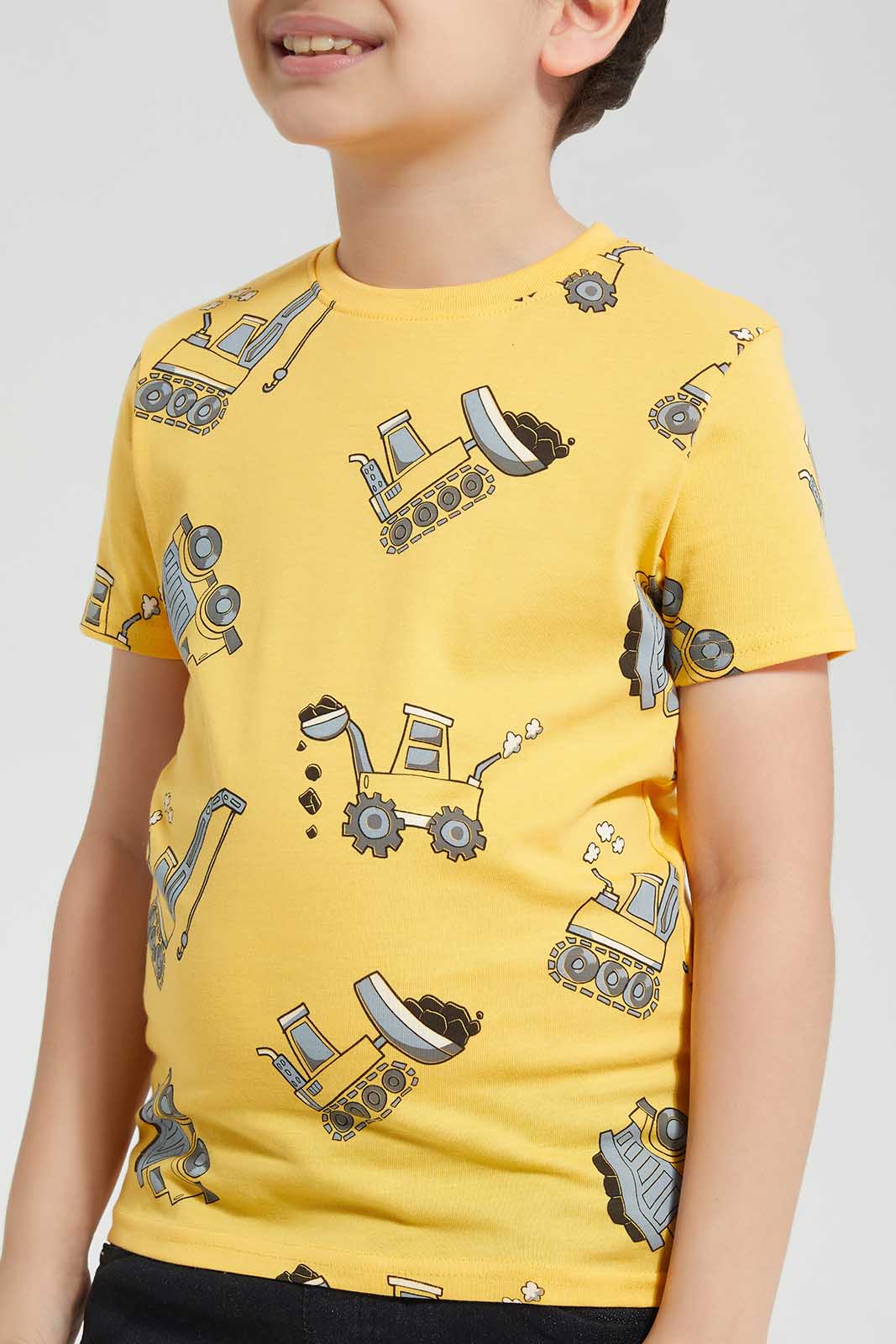 Redtag-Yellow-Digger-Printed-SS-T-Shirt-BOY-T-Shirts,-Category:T-Shirts,-Colour:Yellow,-Deals:New-In,-Filter:Boys-(2-to-8-Yrs),-New-In-BOY-APL,-Non-Sale,-Section:Boys-(0-to-14Yrs),-TBL,-W22O-Boys-2 to 8 Years