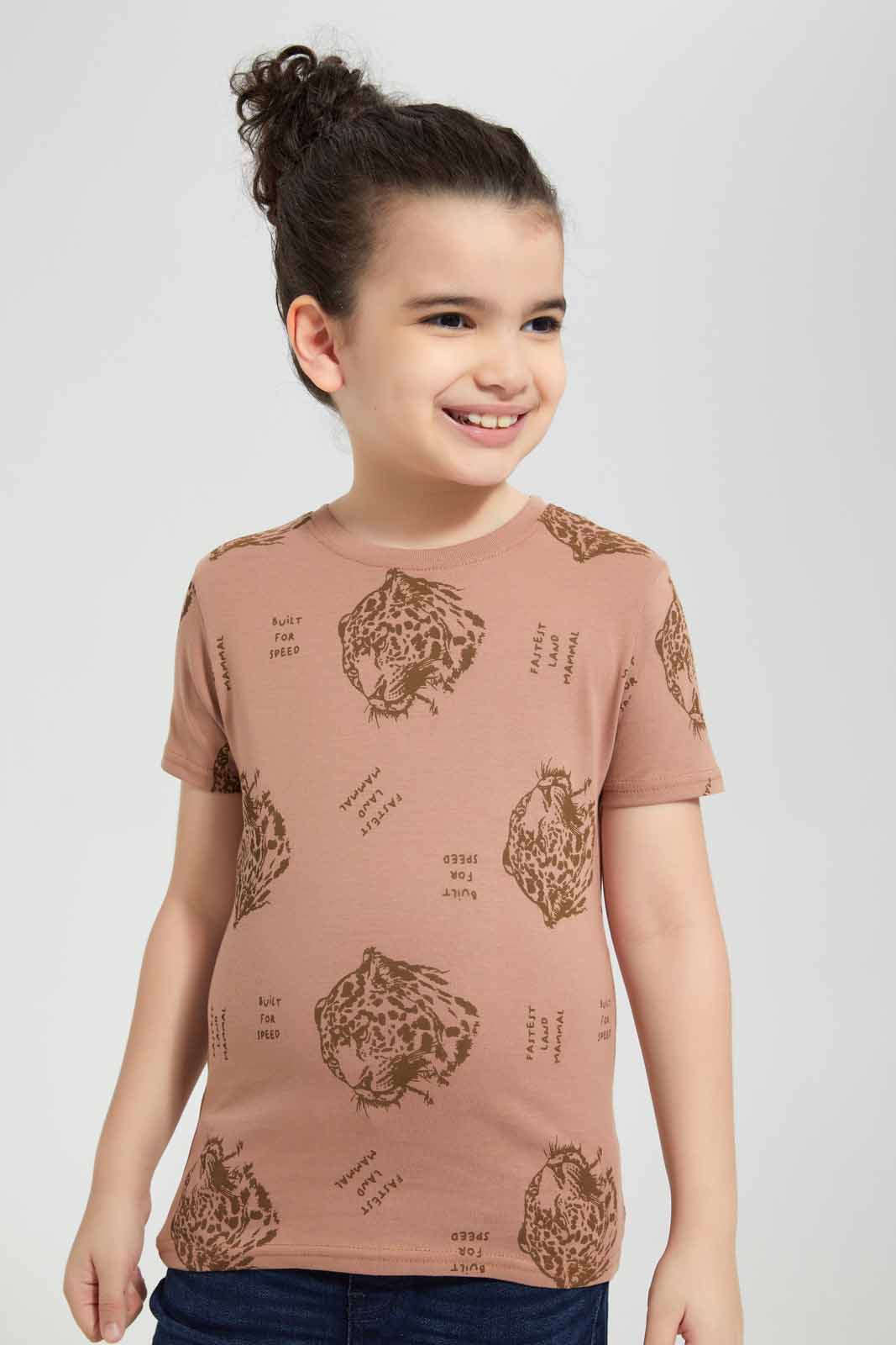 Redtag-Brown-Tiger-Printed-SS-T-Shirt-BOY-T-Shirts,-Category:T-Shirts,-Colour:Brown,-Deals:New-In,-Filter:Boys-(2-to-8-Yrs),-New-In-BOY-APL,-Non-Sale,-Section:Boys-(0-to-14Yrs),-TBL,-W22O-Boys-2 to 8 Years
