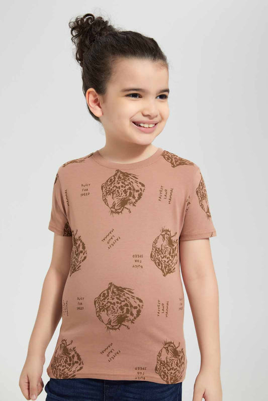 Redtag-Brown-Tiger-Printed-SS-T-Shirt-BOY-T-Shirts,-Category:T-Shirts,-Colour:Brown,-Deals:New-In,-Filter:Boys-(2-to-8-Yrs),-New-In-BOY-APL,-Non-Sale,-Section:Boys-(0-to-14Yrs),-TBL,-W22O-Boys-2 to 8 Years