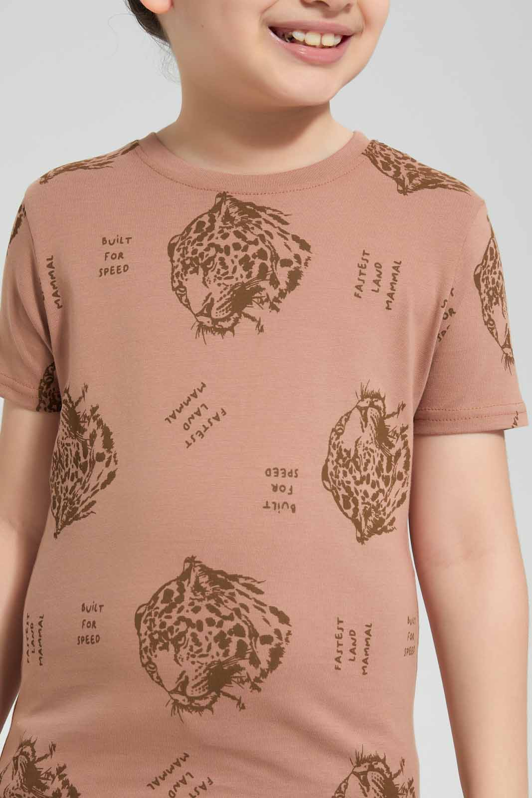 Redtag-Brown-Tiger-Printed-SS-T-Shirt-BOY-T-Shirts,-Category:T-Shirts,-Colour:Brown,-Deals:New-In,-Filter:Boys-(2-to-8-Yrs),-New-In-BOY-APL,-Non-Sale,-Section:Boys-(0-to-14Yrs),-TBL,-W22O-Boys-2 to 8 Years