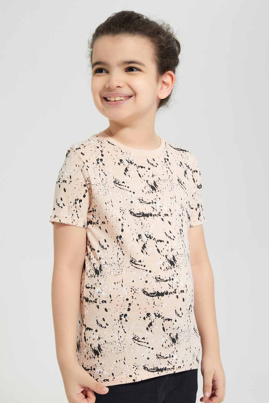 Redtag-Pink-Splat-Printed-SS-T-Shirt-BOY-T-Shirts,-Category:T-Shirts,-Colour:Apricot,-Deals:New-In,-Filter:Boys-(2-to-8-Yrs),-New-In-BOY-APL,-Non-Sale,-Section:Boys-(0-to-14Yrs),-TBL,-W22O-Boys-2 to 8 Years