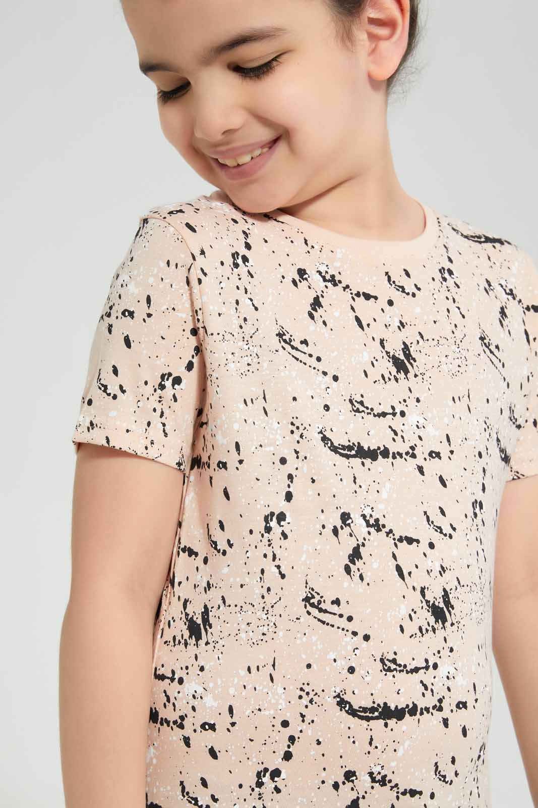 Redtag-Pink-Splat-Printed-SS-T-Shirt-BOY-T-Shirts,-Category:T-Shirts,-Colour:Apricot,-Deals:New-In,-Filter:Boys-(2-to-8-Yrs),-New-In-BOY-APL,-Non-Sale,-Section:Boys-(0-to-14Yrs),-TBL,-W22O-Boys-2 to 8 Years