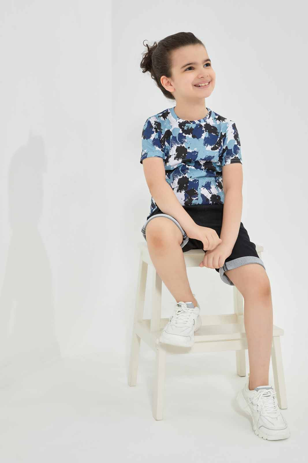 Redtag-Blue-Paint-Printed-SS-T-Shirt-BOY-T-Shirts,-Category:T-Shirts,-Colour:Blue,-Deals:New-In,-Filter:Boys-(2-to-8-Yrs),-New-In-BOY-APL,-Non-Sale,-Section:Boys-(0-to-14Yrs),-TBL,-W22O-Boys-2 to 8 Years
