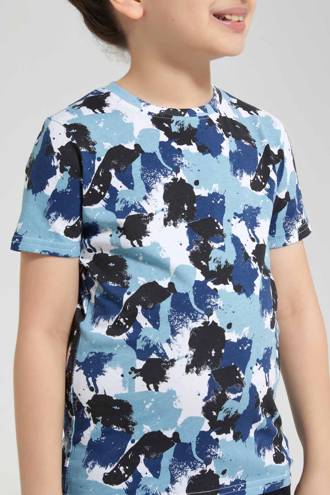 Redtag-Blue-Paint-Printed-SS-T-Shirt-BOY-T-Shirts,-Category:T-Shirts,-Colour:Blue,-Deals:New-In,-Filter:Boys-(2-to-8-Yrs),-New-In-BOY-APL,-Non-Sale,-Section:Boys-(0-to-14Yrs),-TBL,-W22O-Boys-2 to 8 Years