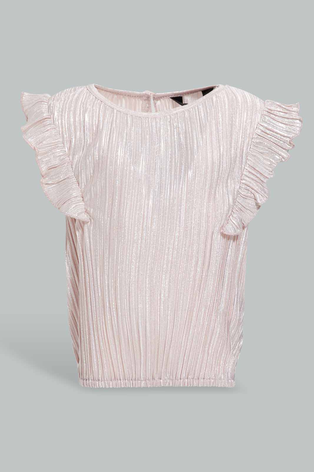 Redtag-Gold-Frilled-Top-With-Pleated-Trouser-Category:Sets,-Colour:Gold,-Deals:New-In,-EID,-Filter:Infant-Girls-(3-to-24-Mths),-ING-Sets,-New-In-ING-APL,-Non-Sale,-Section:Girls-(0-to-14Yrs),-W22O-Infant-Girls-3 to 24 Months