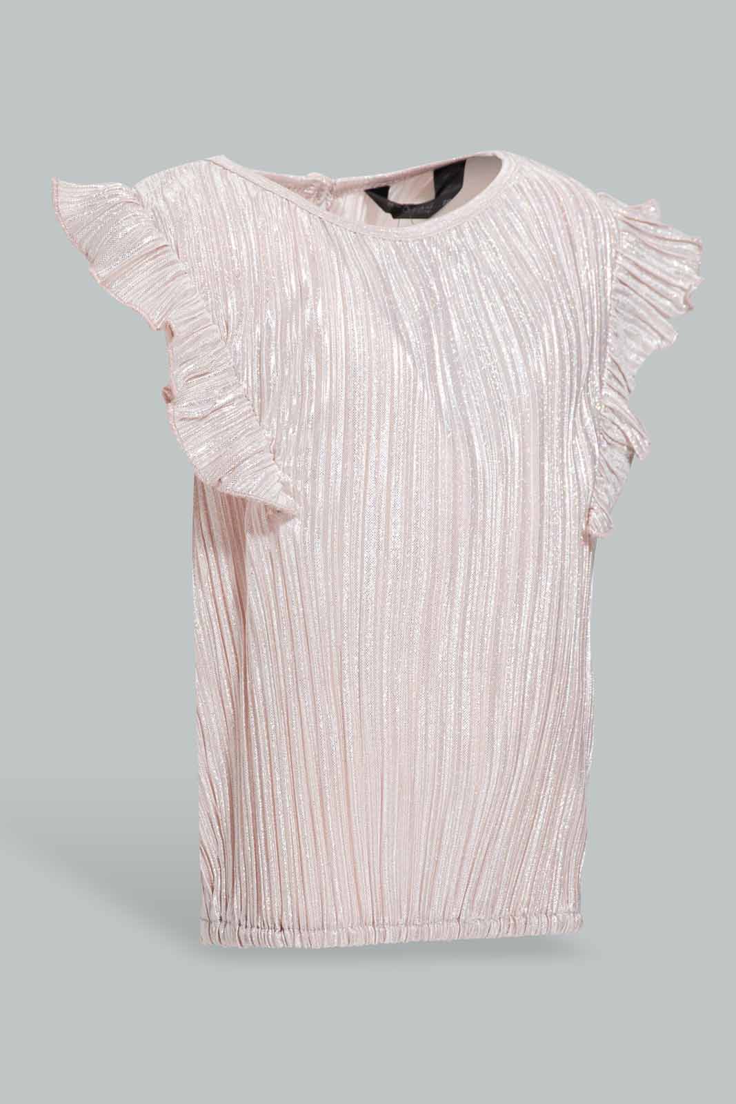 Redtag-Gold-Frilled-Top-With-Pleated-Trouser-Category:Sets,-Colour:Gold,-Deals:New-In,-EID,-Filter:Infant-Girls-(3-to-24-Mths),-ING-Sets,-New-In-ING-APL,-Non-Sale,-Section:Girls-(0-to-14Yrs),-W22O-Infant-Girls-3 to 24 Months