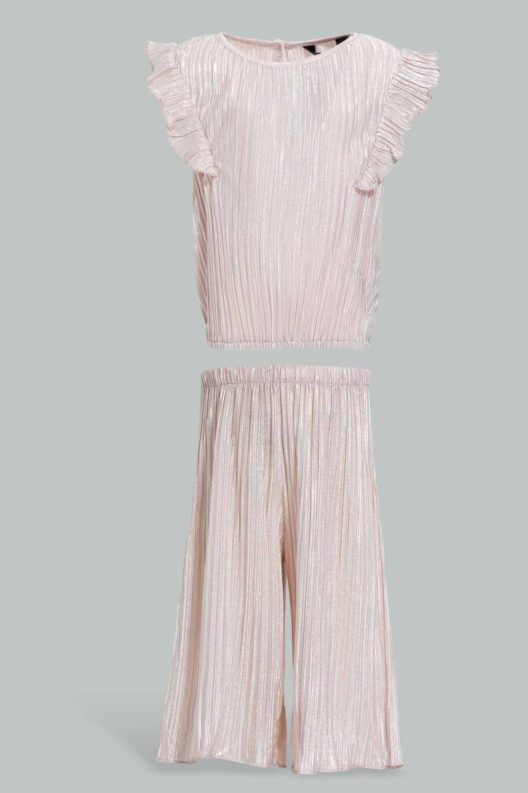 Redtag-Gold-Frilled-Top-With-Pleated-Trouser-Category:Sets,-Colour:Gold,-Deals:New-In,-EID,-Filter:Infant-Girls-(3-to-24-Mths),-ING-Sets,-New-In-ING-APL,-Non-Sale,-Section:Girls-(0-to-14Yrs),-W22O-Infant-Girls-3 to 24 Months