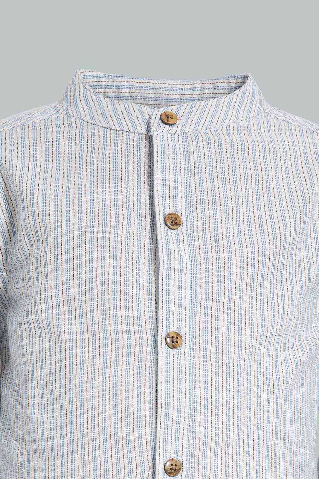 Redtag-White-Mandarin-Shirts-With-Suspender-Short-Set-(2-Pcs-Set)-Category:Sets,-Colour:White,-Deals:New-In,-EID,-Filter:Infant-Boys-(3-to-24-Mths),-INB-Sets,-New-In-INB-APL,-Non-Sale,-Section:Boys-(0-to-14Yrs),-W22O-Infant-Boys-3 to 24 Months