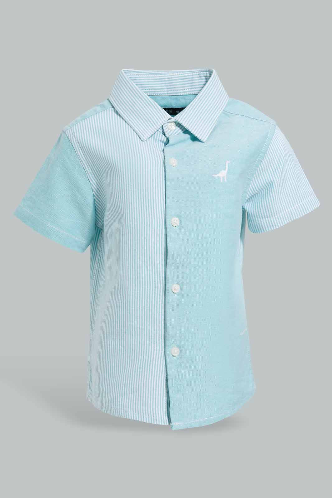 Redtag-Green-Shirts-With-Trouser-Shorts-Set-(2-Pcs-Set)-Category:Sets,-Colour:Green,-Deals:New-In,-EID,-Filter:Infant-Boys-(3-to-24-Mths),-INB-Sets,-New-In-INB-APL,-Non-Sale,-Section:Boys-(0-to-14Yrs),-W22O-Infant-Boys-3 to 24 Months